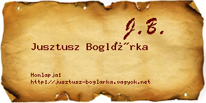 Jusztusz Boglárka névjegykártya